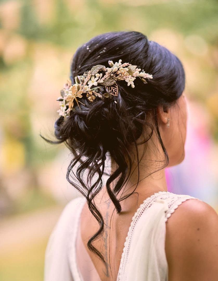 tocados de novia con recogido bajo