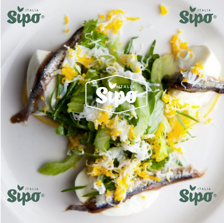 Mozzarella di Bufala with Anchovy and Celery-Herb Salad