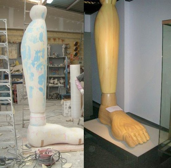 Tematización de madera sobre escultura de poliuretano realizada por Gecco3D para CosmoCaixa