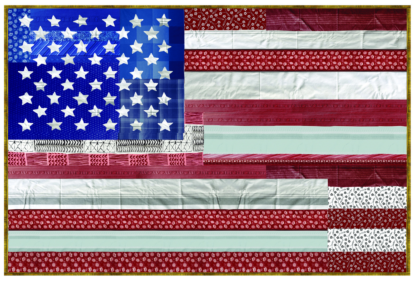 Diseño de patchwork bandera EEUU - Escenografía para el musical Hair -  Colaboración con Escenografía Moià