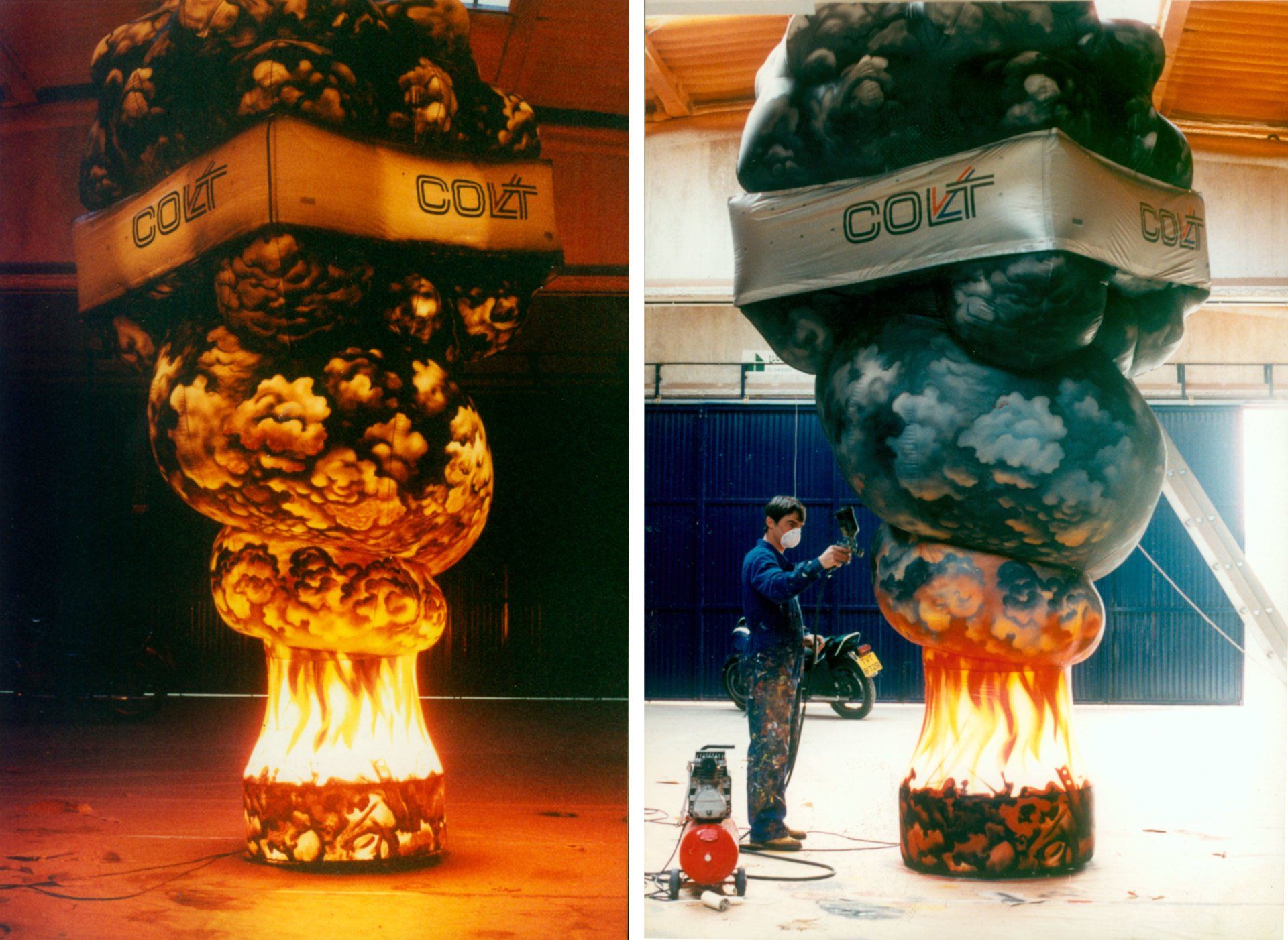 Pintura de inflable retroiluminado par la firma Colt. Ultramàgic