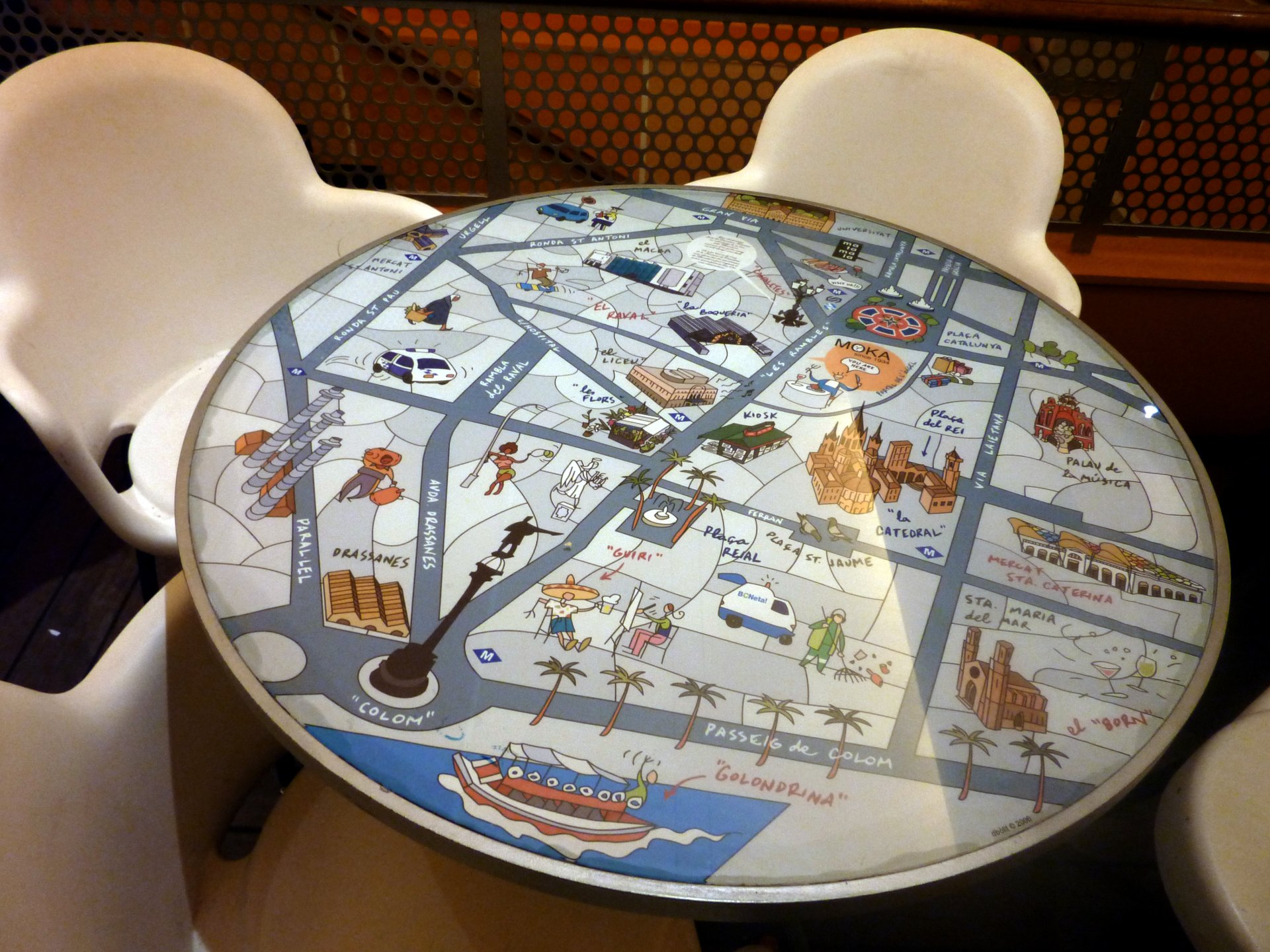 Hule del mapa de Ciutat Vella para las mesas del Restaurante Moka