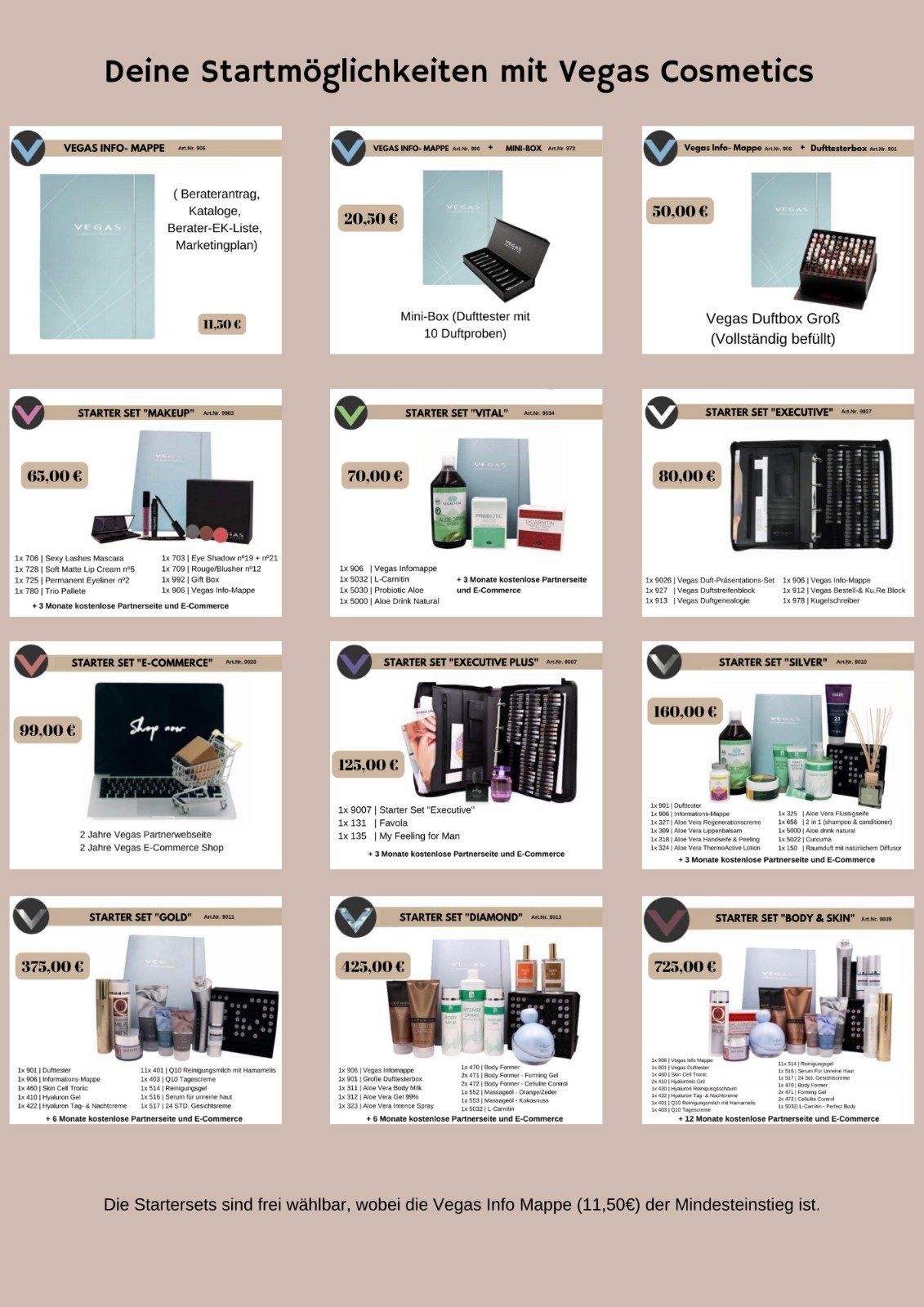 Vegas Cosmetics Starter-Kits