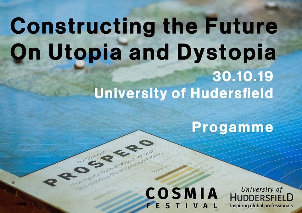 Cover image for Constructing the Future symposium featuring a map of Prospero's island from a recent production of the Tempest at the RSC