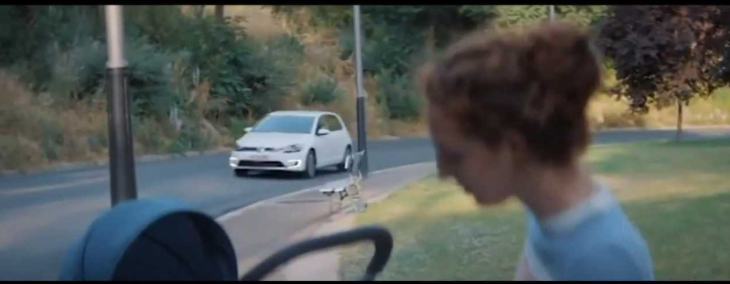 The image shows a stereotypical ad by Volkswagen reinforcing gender roles.