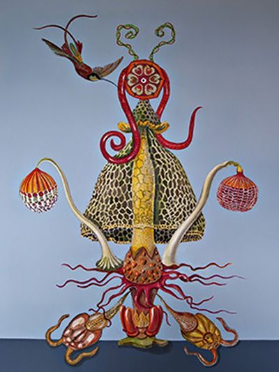 Foto: Sibylle Krastel- Dibbern Die Vielfalt der Gewächse, Aquarell/Acryl auf Leinwand, 100 x 80 cm