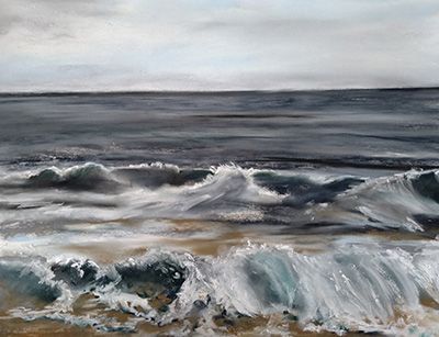 Foto: Sabina Person Nordsee bei Saltum, 2024, Pastellkreide auf Pastelmat, 30 x 40 cm