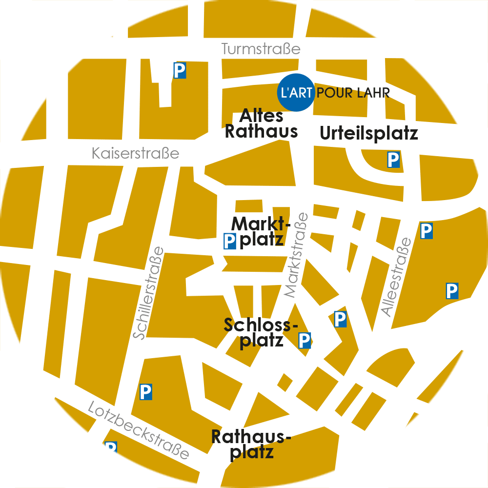 Innenstadtplan Lahr mit der Lage der Galerie.