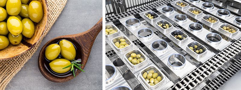 Olives, Antipasti, Cherry Peppers, Fetta Cheese filling and sealing machinery