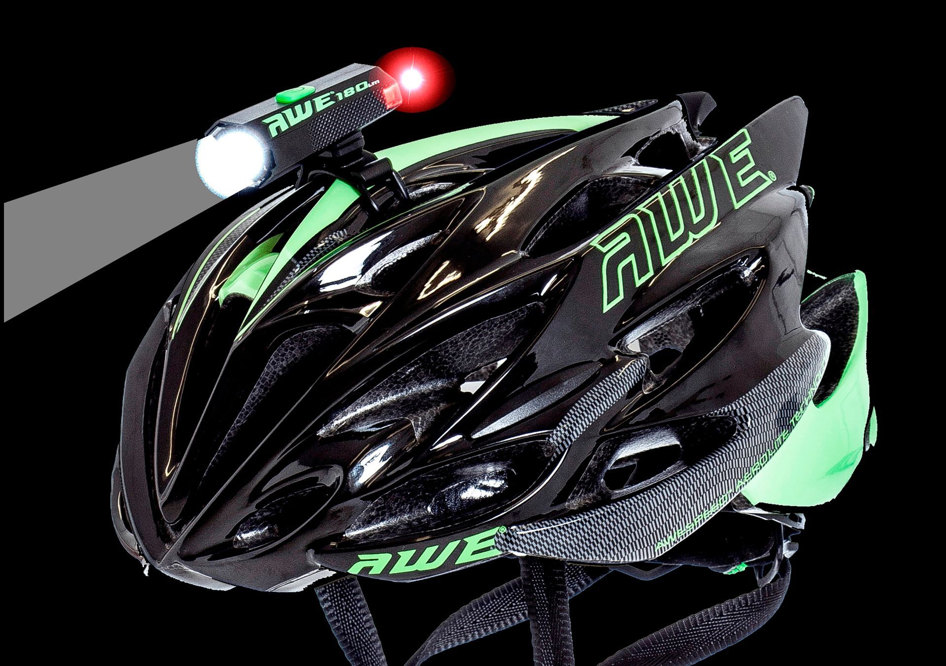 AWE Sport cycling helmet in black and green
