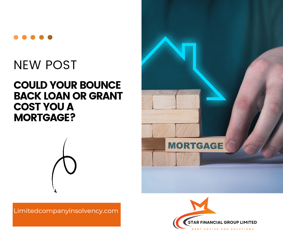 could your bounceback loan or seiss grant cost you a mortgage with a picture of jenga with mortgage written on a brick being pulled