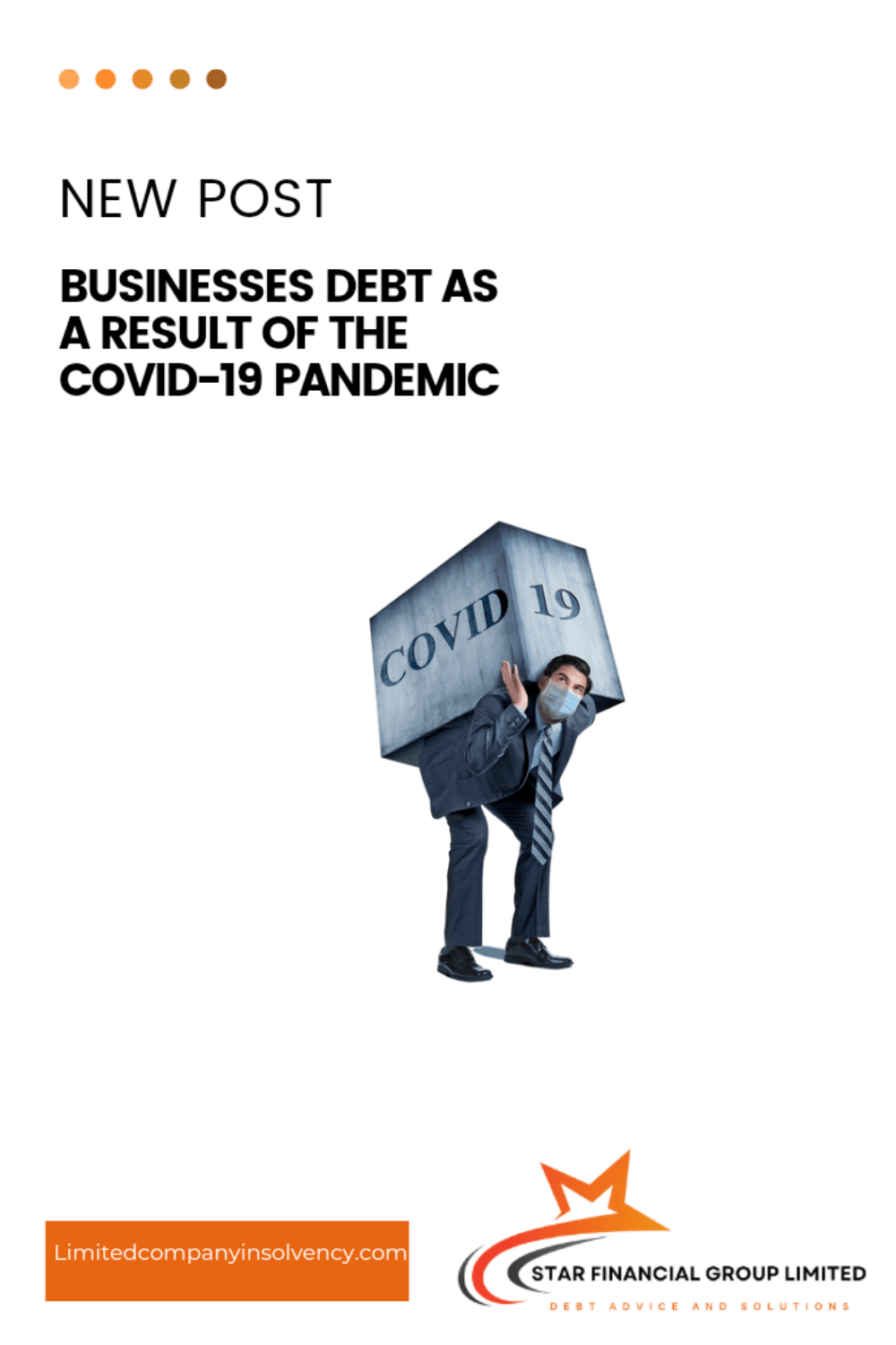Business debt as a result of the covid-19 pandemic with a man holding a weight saying covid-19