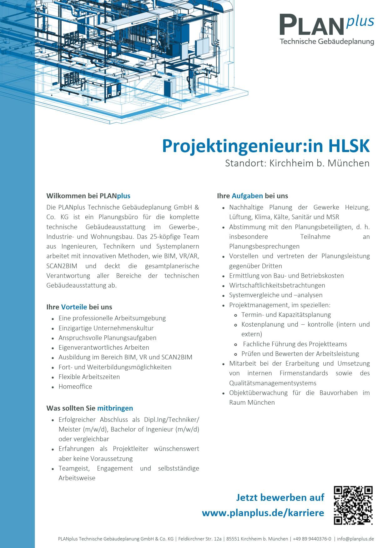 Bewerben Sie sich als Projektingenieur:in für HLSK