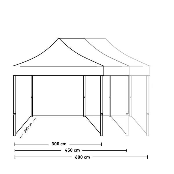 Größenauswahl bedruckter Zelte und Pavillions