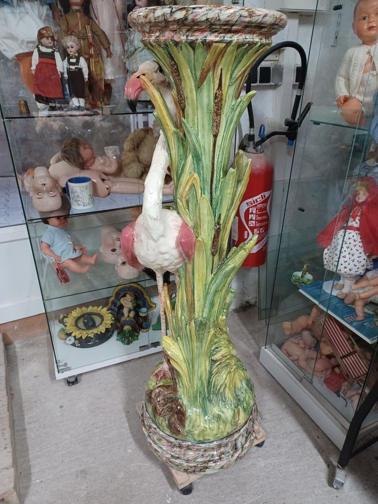 Colonne Delphin Massier restaurée  - restauration de céramique - barbotine