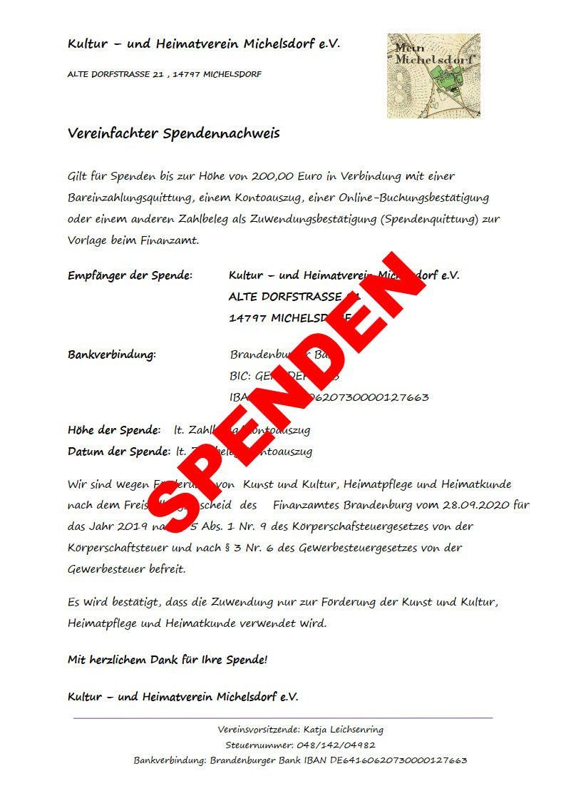 Vereinfachter Spendennachweis zum Download