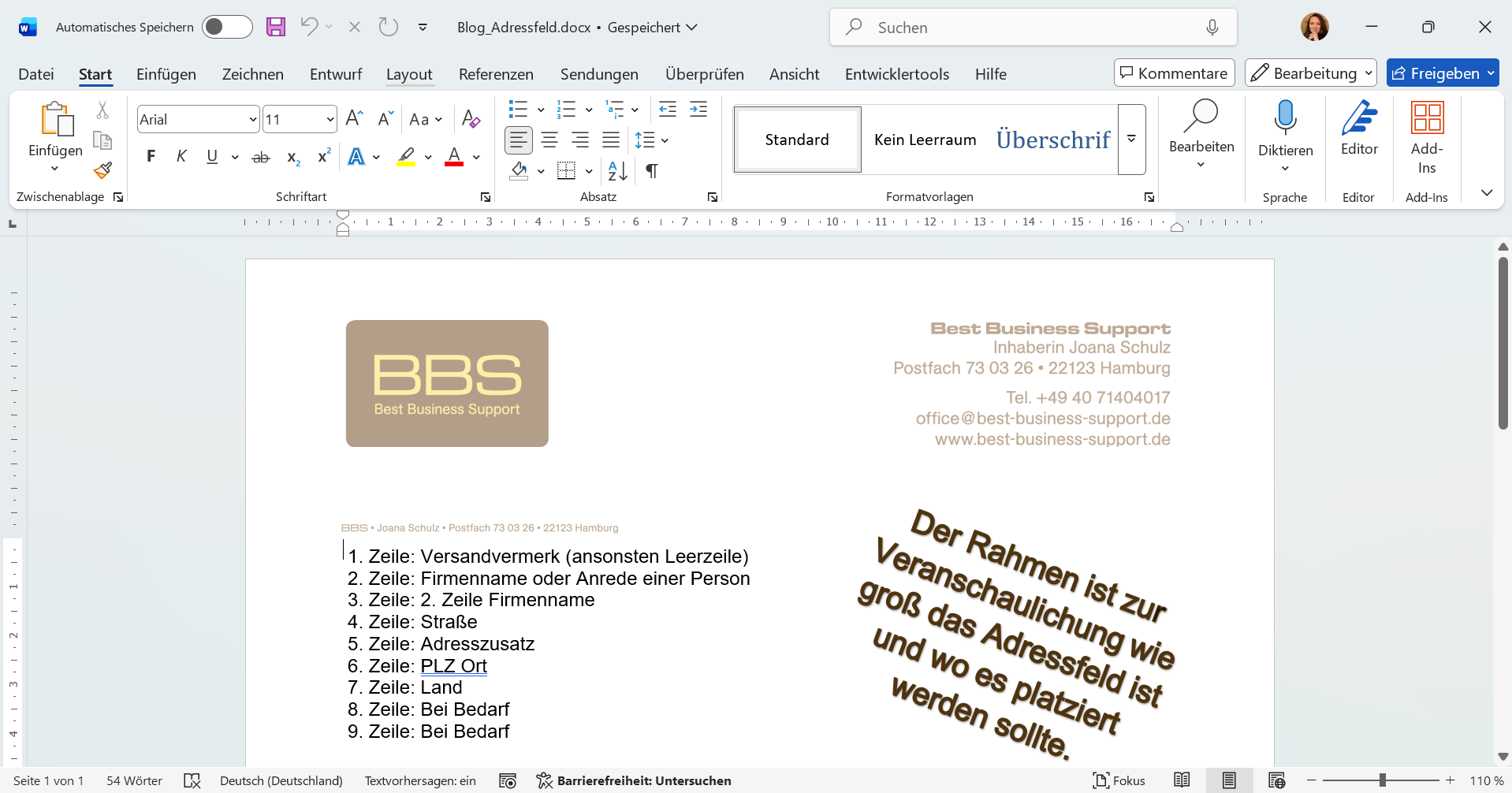 Briefbogen nach DIN 5008