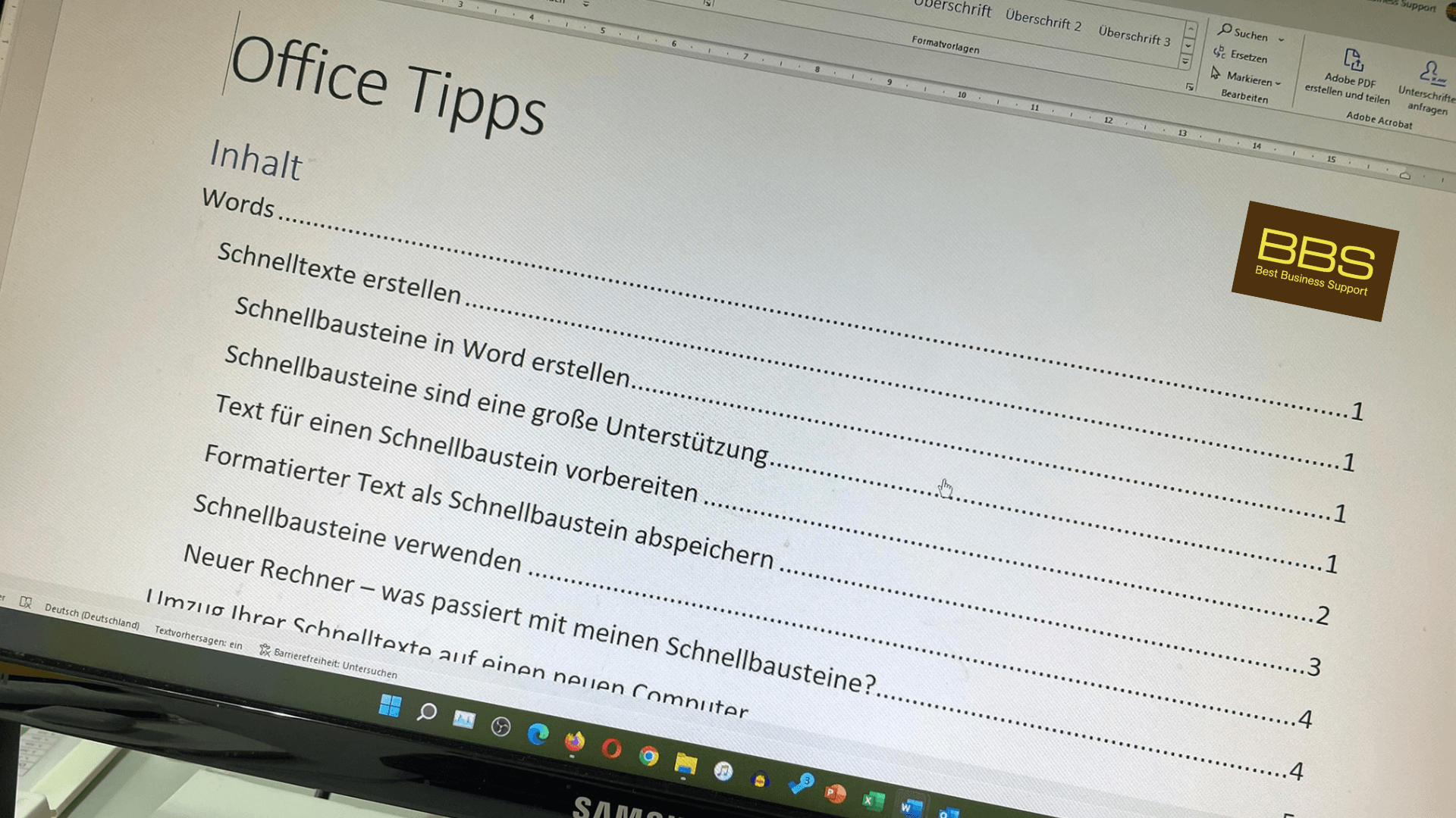 Schnellbausteine in Word