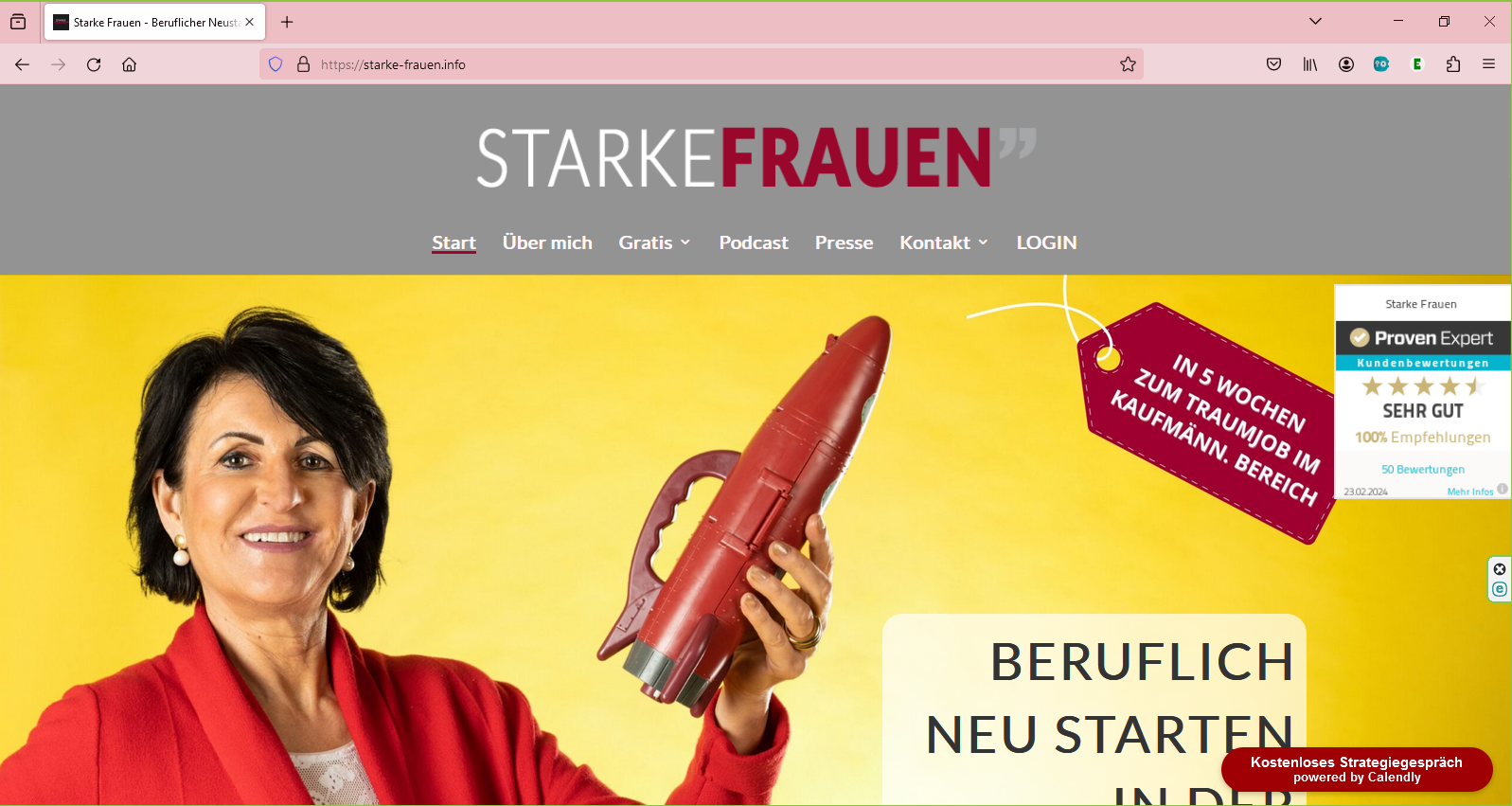 Startseite der Internetseite STARKE FRAUEN