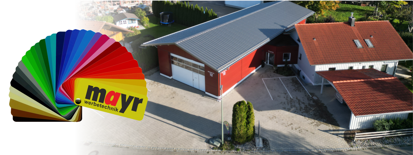 mayr Werbetechnik , Luftaufnahme mit Farbfächer