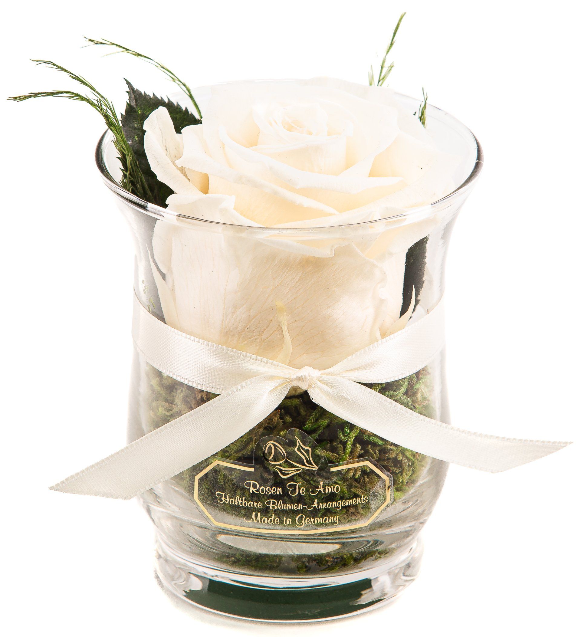 Rosen-Te-Amo, ewige Rosengesteck im Hurricane Vase, duftende Rosen