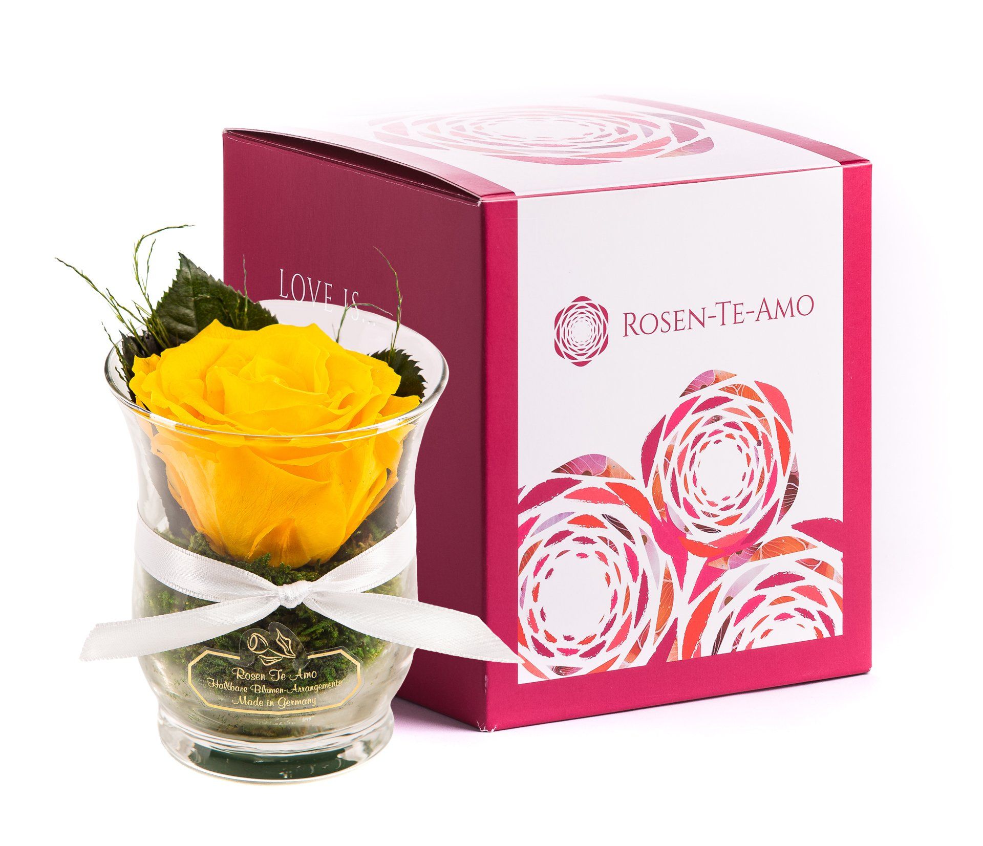 Rosen te Amo GSF-RSTYE-001 INFINITY ROSEN GELB, ECHTE ROSEN IM GLAS