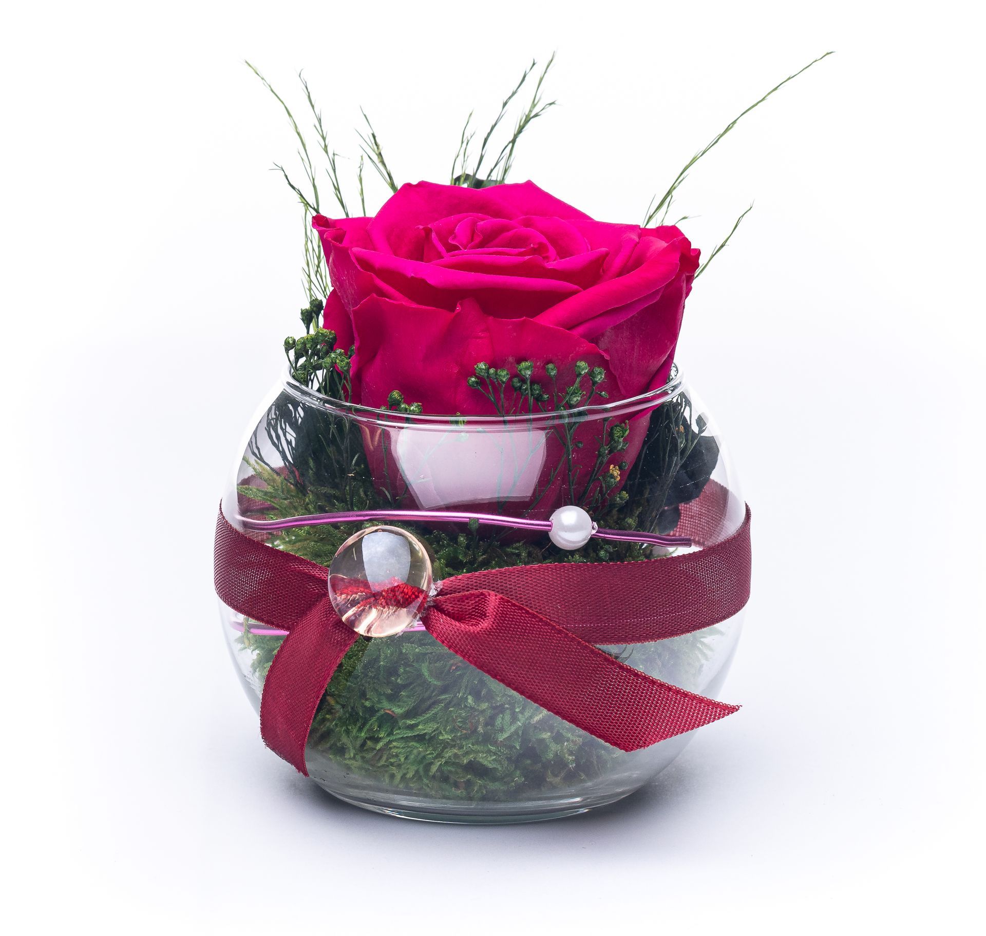 konservierte Rosen, infinity Blumenarrangement, Echte Rosen Pink