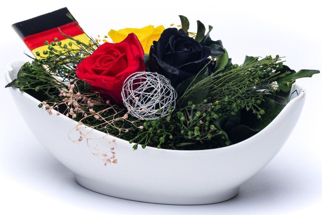 ECHTE GELBE-ROSEN-IM-GLAS | KONSERVIERTE-ROSEN | INFINITY-BLUMENARRANGEMENT