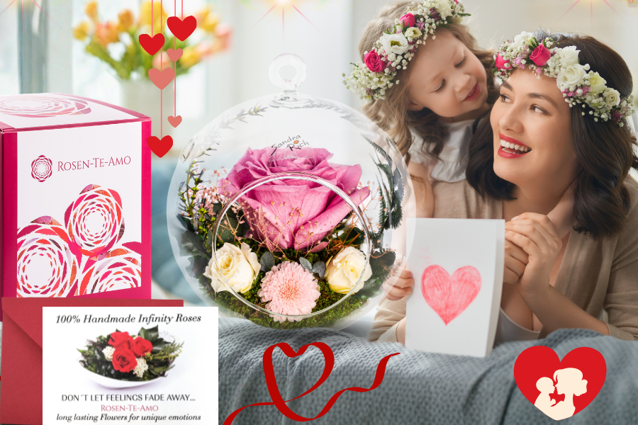 Rosen te Amo GTF-RMIRE-001 triple rote Rose Muttertagsgeschenk | Geschenk-für -Mama | echte-Rosen-im Glasvase
