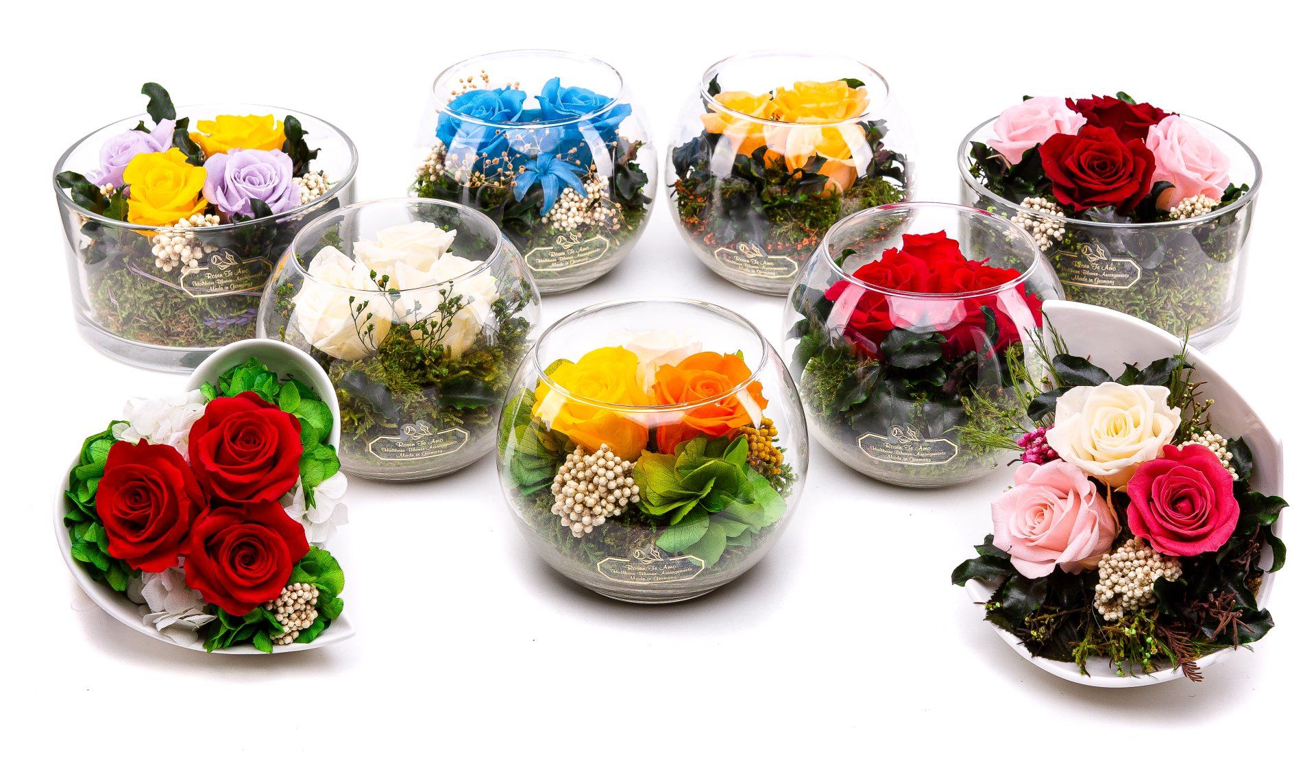 Rosen te Amo GTF-RMIRE-001 triple rote Rose EXKLUSIVER-BLUMENGESTECKE-MIT-KONSERVIERTE ROSEN | MADE -IN-GERMANY