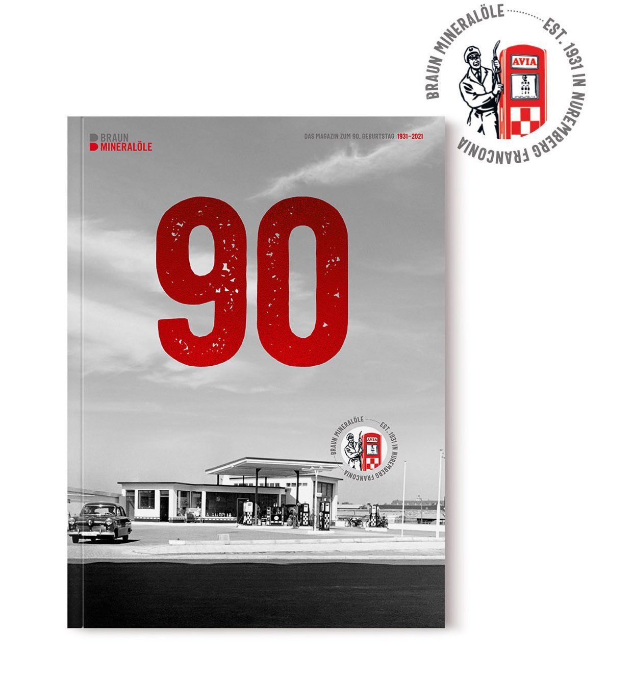 V8 Werbeagentur, Nürnberg, Motor für Marken, AVIA Ernst Braun Mineralöle, Imagebroschüre, Jubiläum