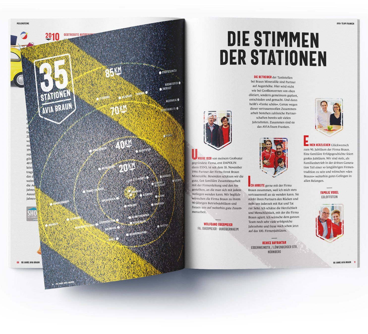 V8 Werbeagentur, Nürnberg, Motor für Marken, AVIA Ernst Braun Mineralöle, Imagebroschüre, Jubiläum