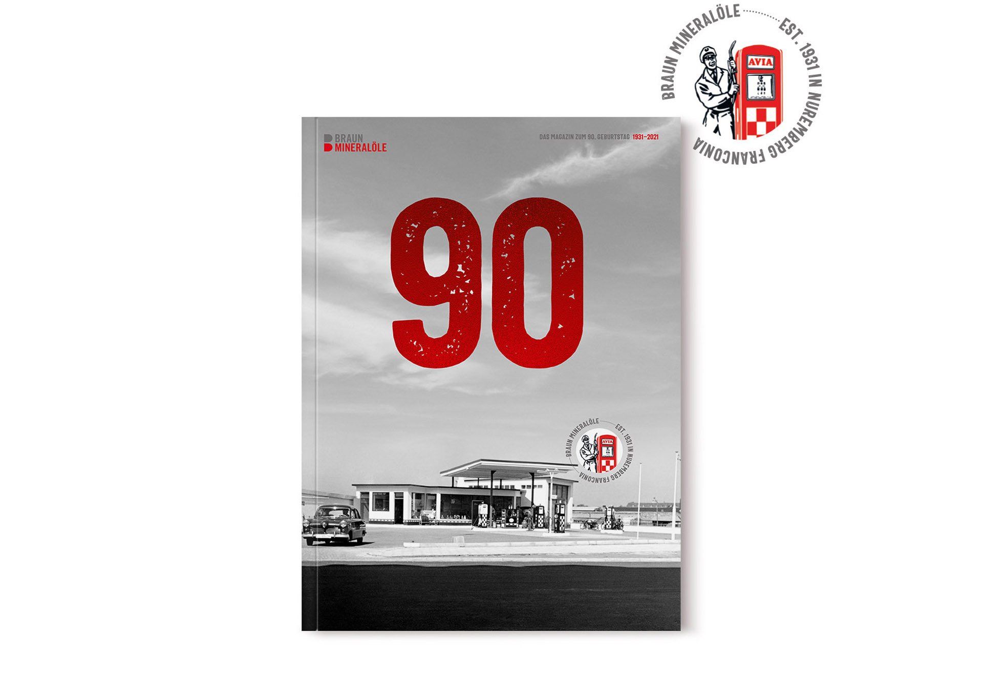 V8 Werbeagentur, Nürnberg, Motor für Marken, AVIA Ernst Braun Mineralöle, Imagebroschüre, Jubiläum