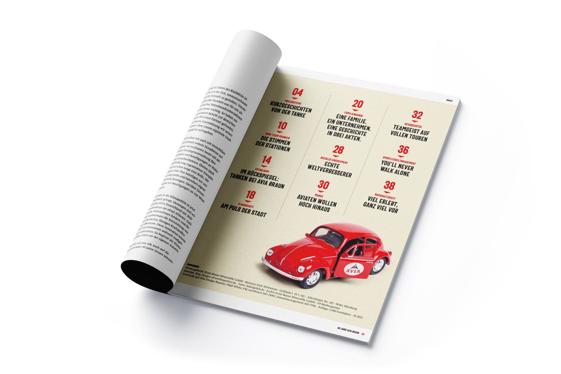 V8 Werbeagentur, Nürnberg, Motor für Marken, AVIA Ernst Braun Mineralöle, Imagebroschüre