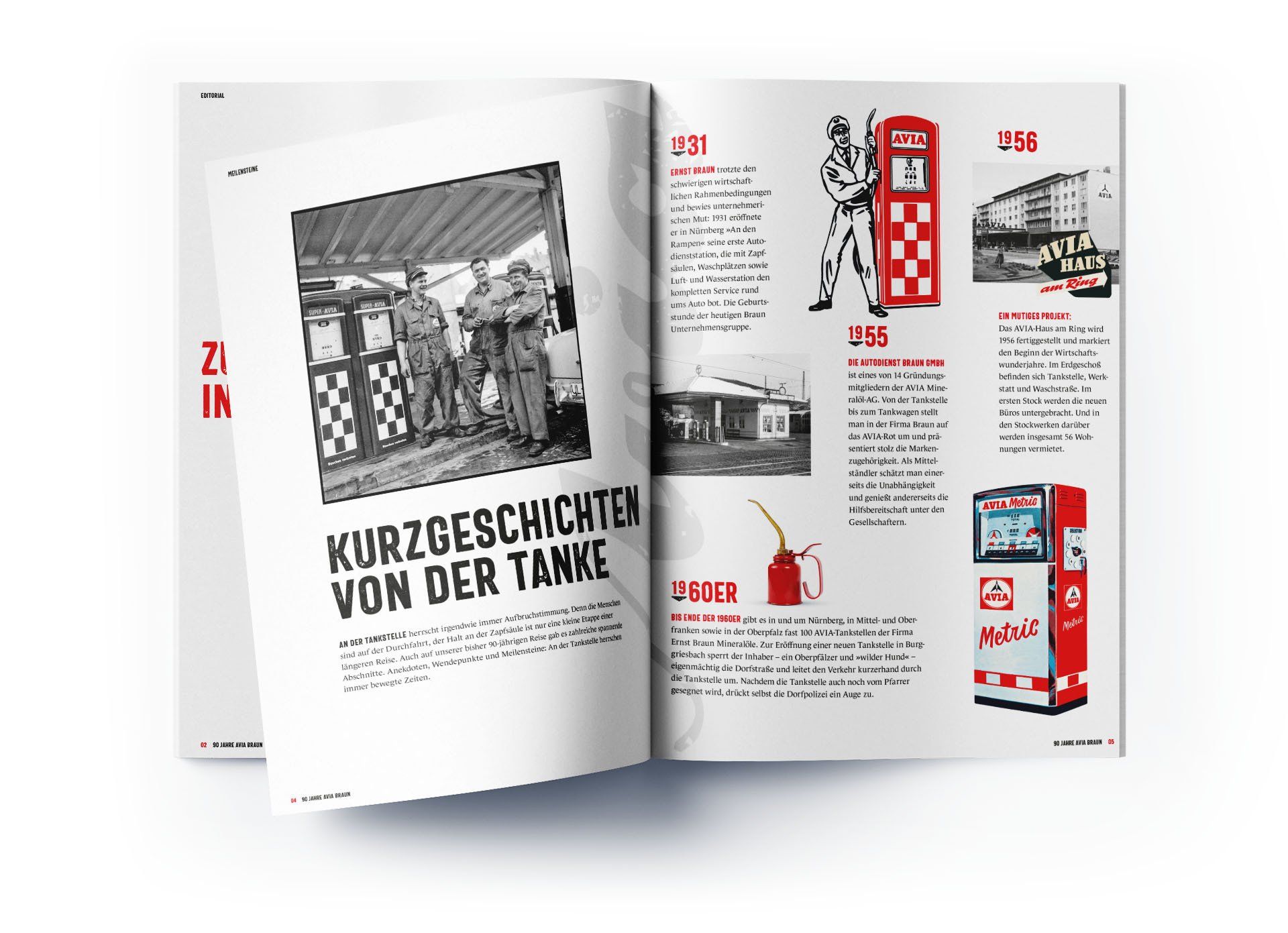 V8 Werbeagentur, Nürnberg, Motor für Marken, AVIA Ernst Braun Mineralöle, Broschüre, Jubiläum