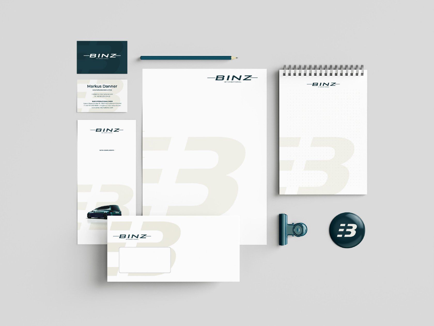 V8 Werbeagentur, BINZ International, Corporate Design und Geschäftsausstattung