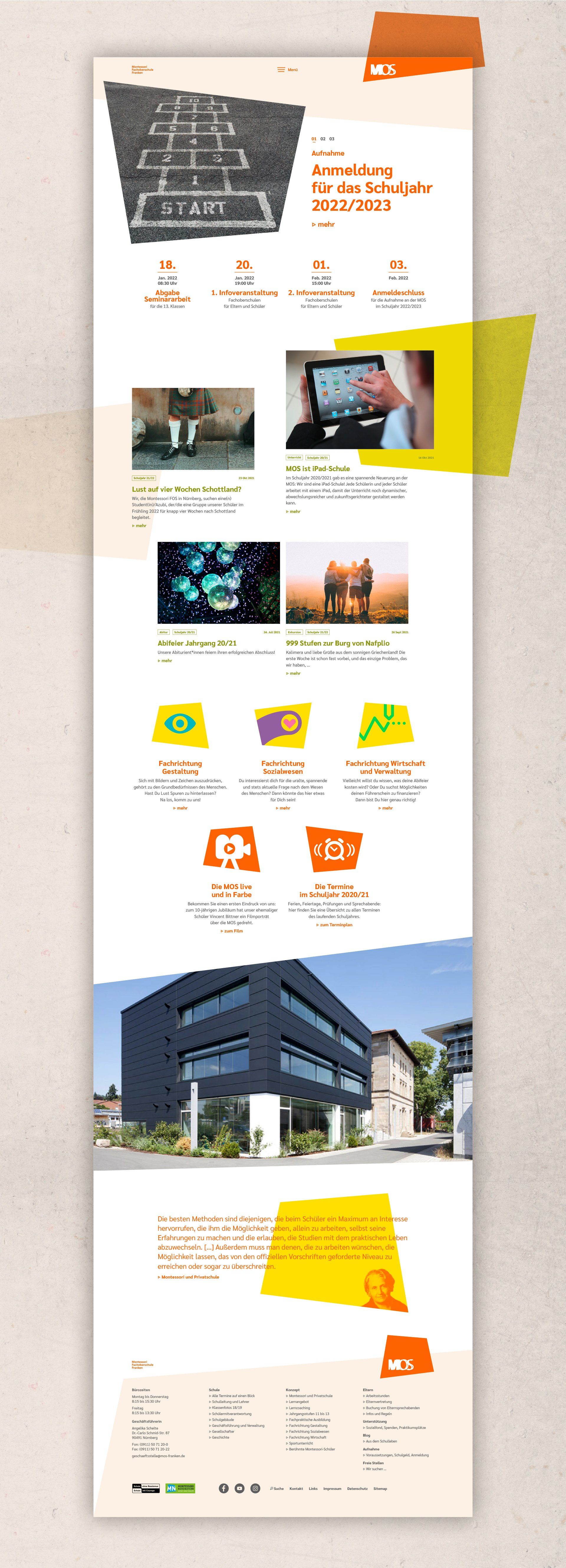 V8 Werbeagentur, Nürnberg, Motor für Marken, Montessori Fachoberschule Nürnberg, Internetauftritt