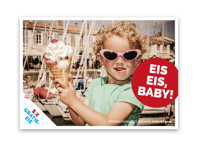 V8 Werbeagentur, Nürnberg, Motor für Marken, Roter Punkt, Postkarte, Print