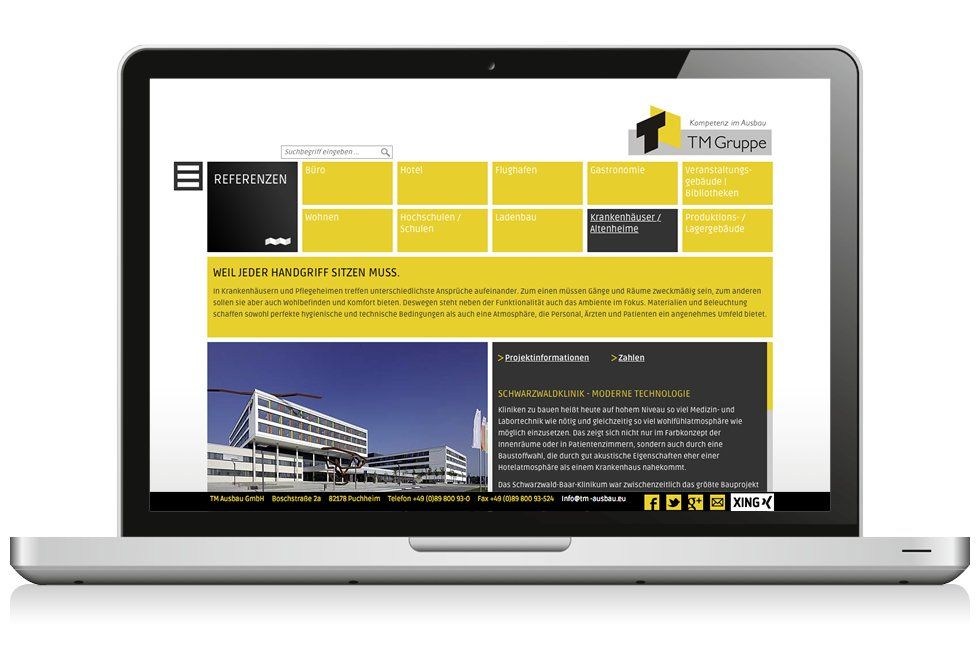 V8 Werbeagentur, Nürnberg, Webdesign und Internetauftritt der TM Gruppe