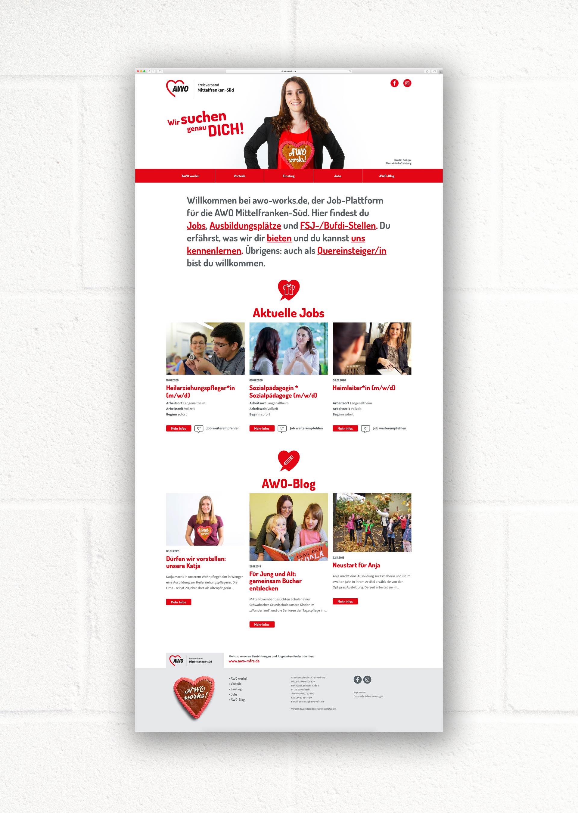 V8 Werbeagentur, Nürnberg, Motor für Marken, AWO Mittelfranken-Süd, AWO works, Webdesign, Website