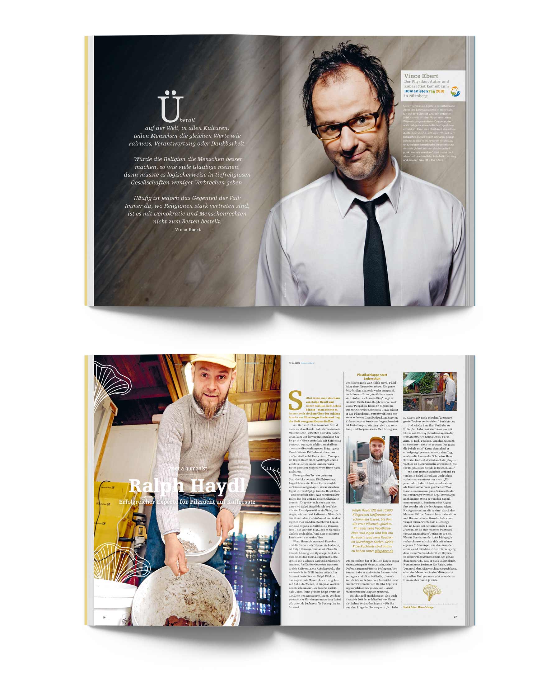 V8 Werbeagentur, Nürnberg, Editorial-Design humanistisch! ein Magazin der Humanisitschen Vereinigun