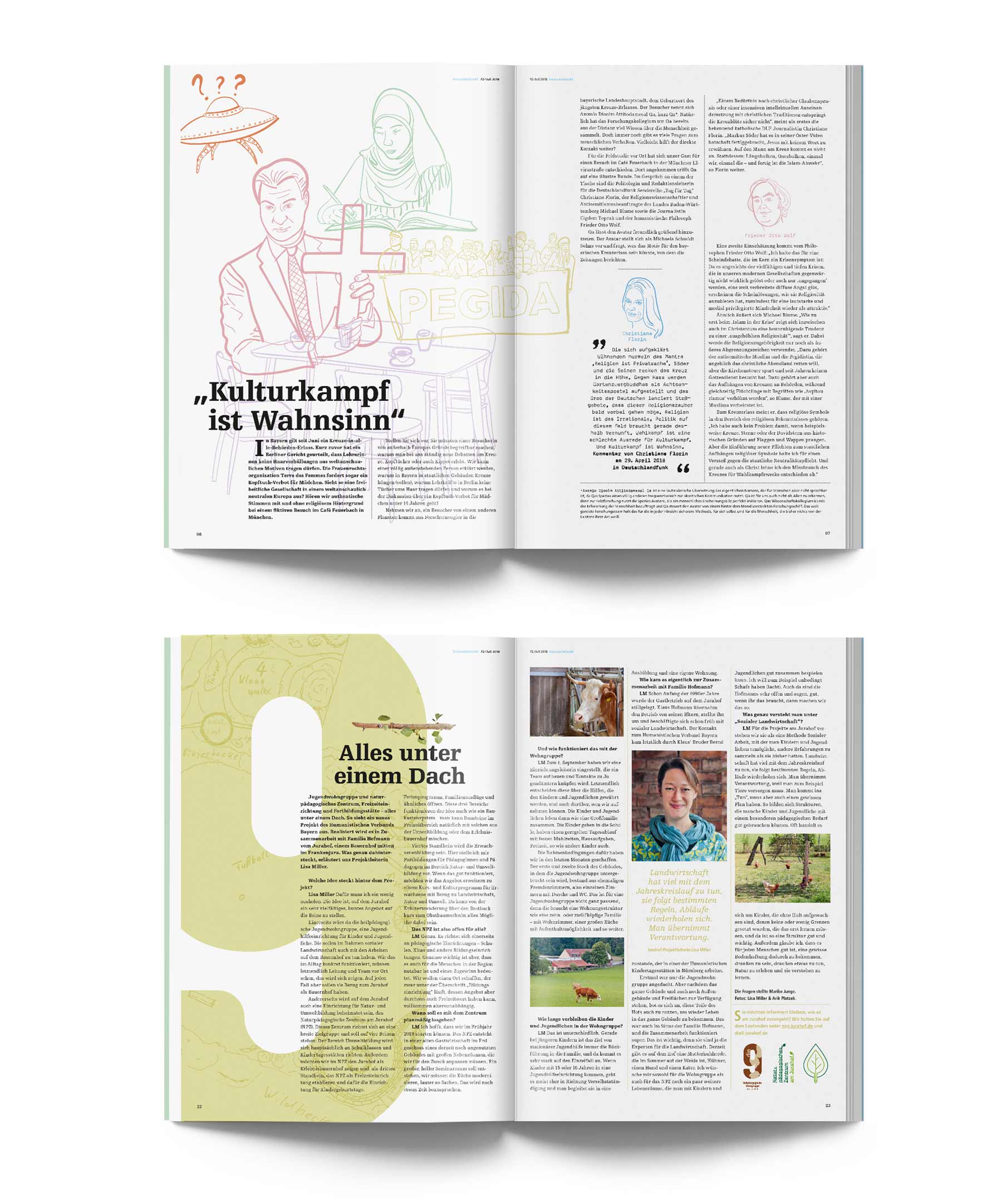 V8 Werbeagentur, Nürnberg, Editorial-Design humanistisch! ein Magazin der Humanisitschen Vereinigun