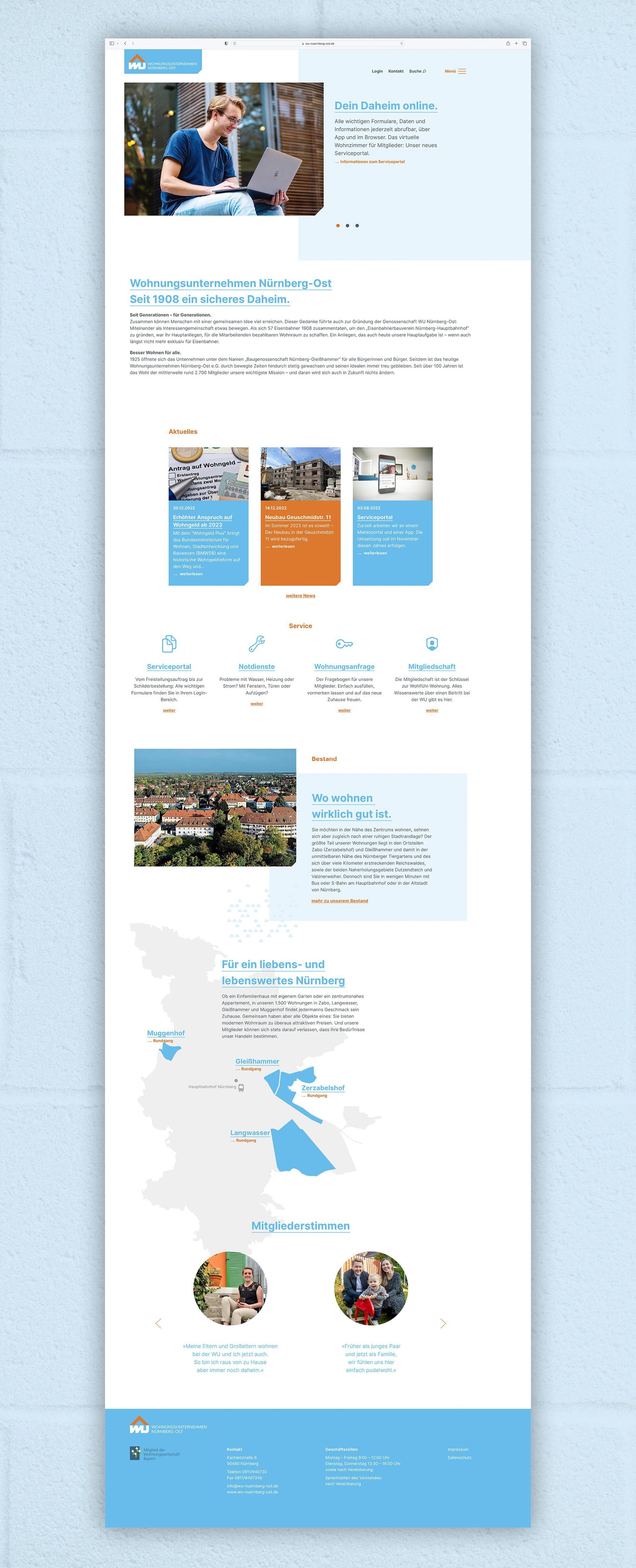 V8 Werbeagentur, Nürnberg, WU Nürnberg Ost, Internetauftritt, Website, Wohnungsunternehmen