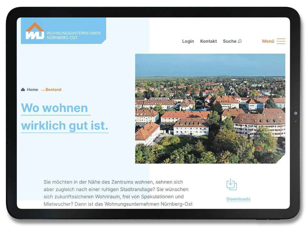 V8 Werbeagentur, WU Nürnberg Ost, Internetauftritt, Website, Wohnungsunternehmen