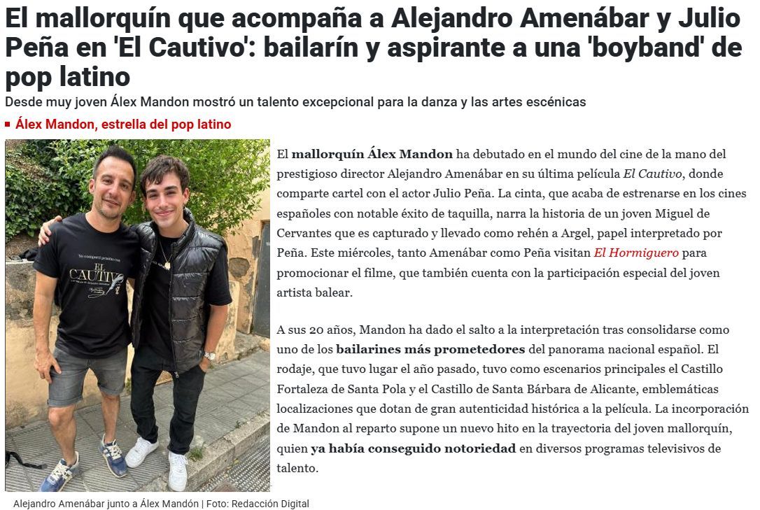 alex mandon rey con alejandro amenabar pelicula el cautivo