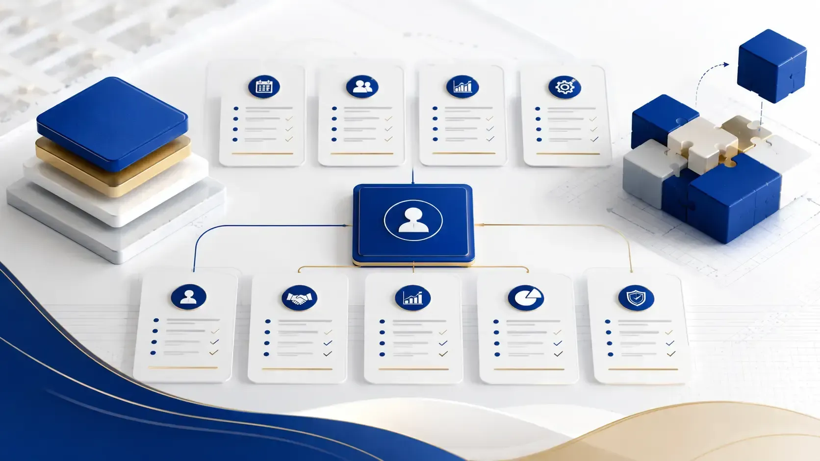 Business-Visualisierung zu Funktionsbeschreibungen mit klaren Rollen, Verantwortlichkeit