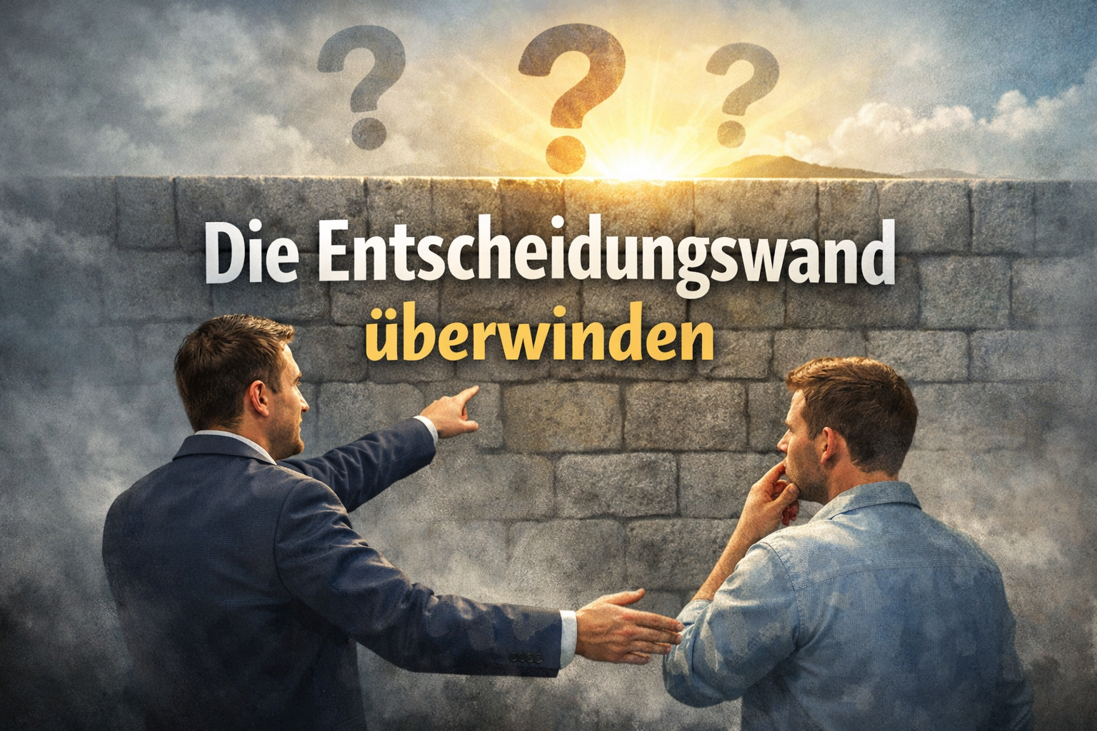 Zwei Führungskräfte überwinden Entscheidungsblockaden und finden klare Lösungen im Unternehmen