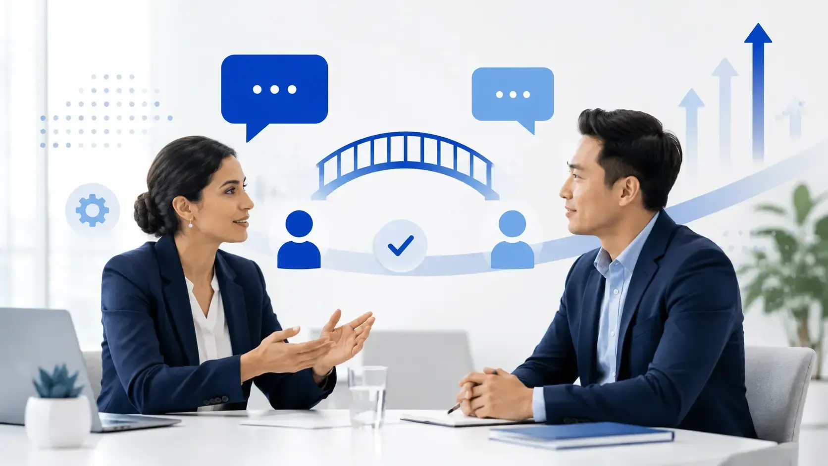 Professionelles Kritikgespräch im Business-Kontext mit Fokus auf wertschätzende Kommunikation, Feedb