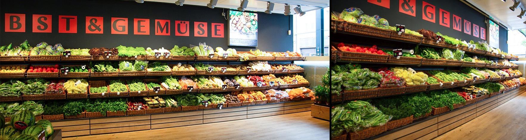 Obst-und Gemüseregale