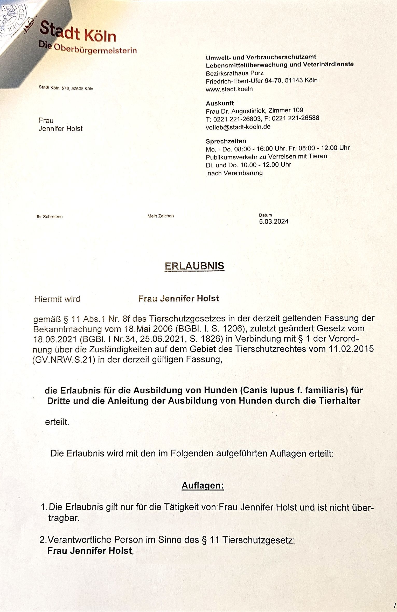 Wald & Hund - §11 Zulassung